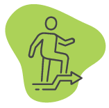 Outplacement Procedures Icon - A graphic drawning of a person walking upward.